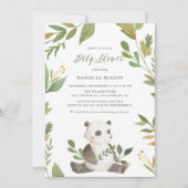 Invitation Panda aquarelle avec Baby shower de couronne de fe (Devant)