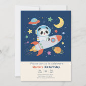 Invitation Panda Astronaute bleu et orange (Devant)