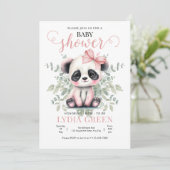 Invitation Panda Baby shower verdure baby shower fille (Debout devant)