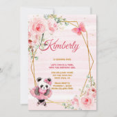 Invitation Panda Ballerina Tutu Fille Cinq Anniversaire (Devant)