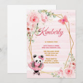 Invitation Panda Ballerina Tutu Fille Cinq Anniversaire (Devant / Derrière)