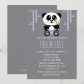 Invitation Panda bambou violet dans le Baby shower des plonge (Devant / Derrière)