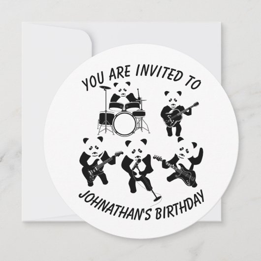 Invitation Panda Band Cute Anniversaire de enfant Inviation (Devant)