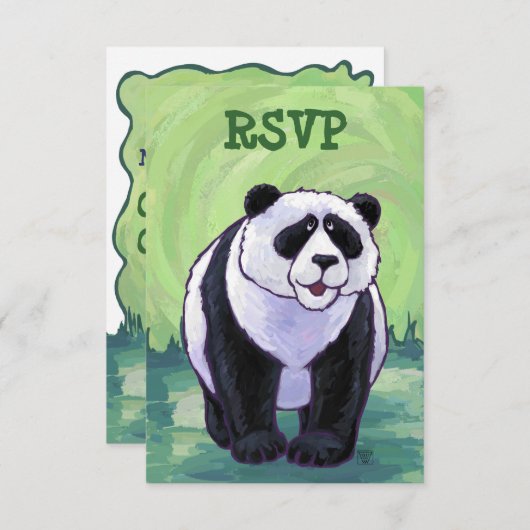 Invitation Panda Bear Party Centre (Devant / Derrière)