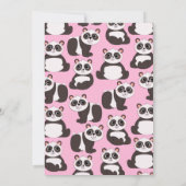 Invitation Panda Bears Cute Kids 1er Anniversaire Fête Rose (Dos)