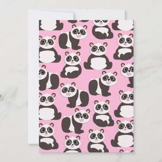 Invitation Panda Bears Cute Kids 1er Anniversaire Fête Rose (Dos)