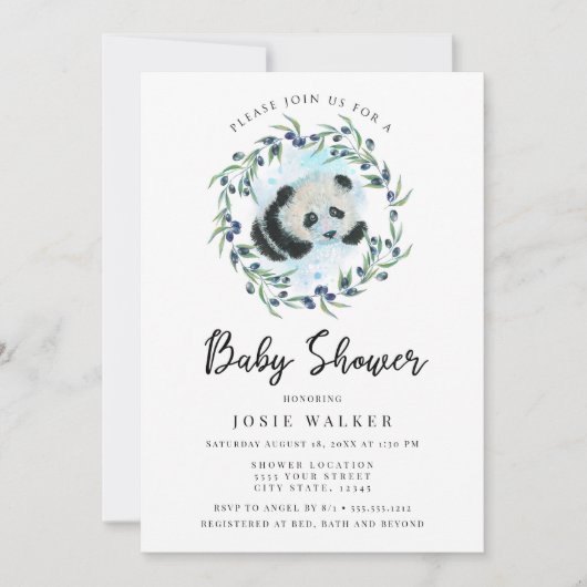Invitation Panda bébé, Baby shower (Devant)