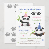 Invitation Panda Boy and Girl Joint Birthday (Devant / Derrière)