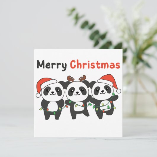 Invitation Panda Christmas Animaux Pandas Joyeux Noël Inv (Debout devant)