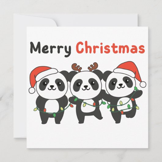 Invitation Panda Christmas Animaux Pandas Joyeux Noël Inv (Devant)