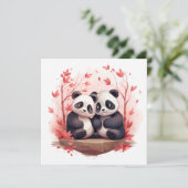 Invitation Panda couple si heureux ensemble  (Debout devant)