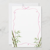 Invitation Panda de fille rose dessinée à la main avec son ar (Dos)