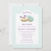 Invitation Panda Donut violet et boulangerie verte Anniversai (Devant)