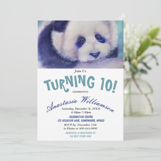 INVITATION PANDA DOUCE OURS TOURNER 10 ANNIVERSAIRE INVITATIO (Debout devant)