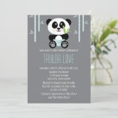 Invitation Panda en bambou bleu dans le baby shower de (Debout devant)