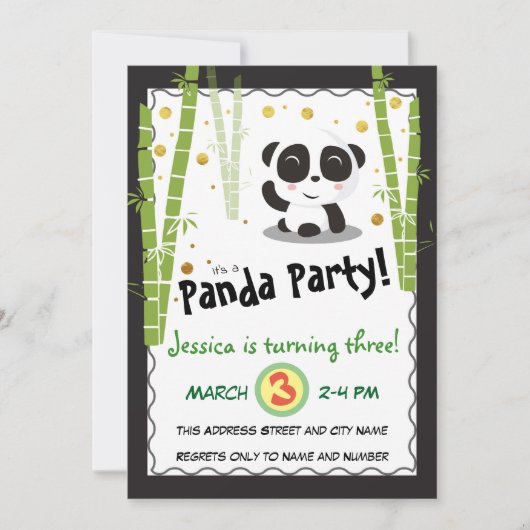 Invitation Panda fête d'anniversaire (Devant)