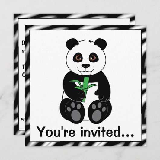 Invitation Panda fête d'anniversaire (Devant / Derrière)