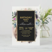 Invitation Panda Flowers Watercolor                           (Debout devant)