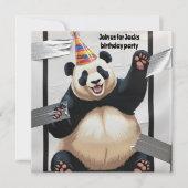 Invitation Panda géant assis avec un casquette d'anniversaire (Devant)