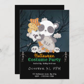 Invitation Panda Grave Bats RIP Nuages Black Halloween (Devant / Derrière)
