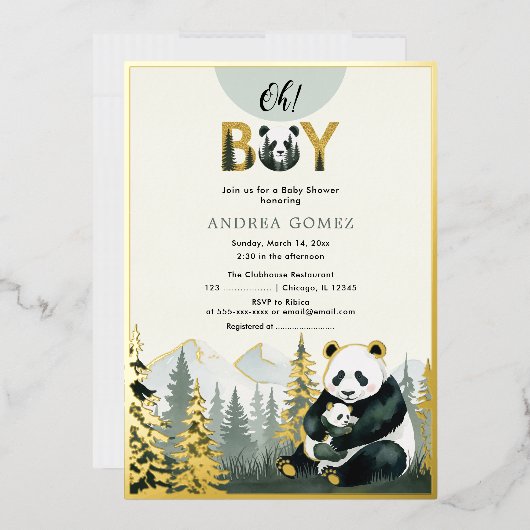 Invitation Panda Hug Foil (Enveloppe)
