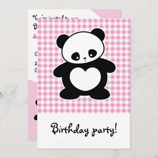 Invitation Panda Kawaii (Devant / Derrière)