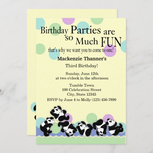 Invitation Panda Mania (Devant / Derrière)