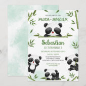 Invitation Panda-monium Panda Birthday (Devant / Derrière)