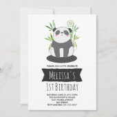 Invitation Panda noir et blanc mignon en Bambou Anniversaire (Devant)