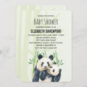 Invitation Panda Pair mignonne en Baby shower d'aquarelle Bam (Devant / Derrière)