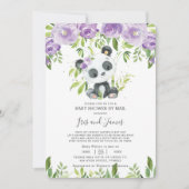 Invitation Panda Purple Floral Baby shower virtuel par courri (Devant)