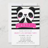Invitation Panda rose de la fillette 6e fête d'anniversaire (Devant)