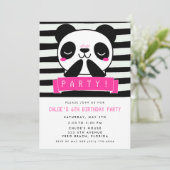 Invitation Panda rose de la fillette 6e fête d'anniversaire (Debout devant)