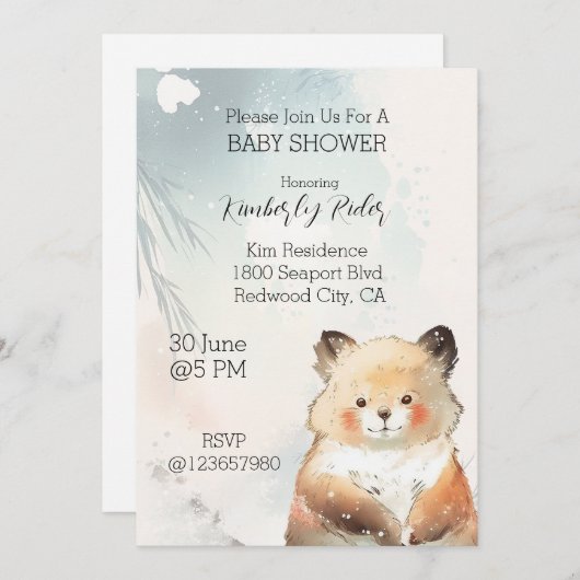 Invitation Panda rouge mignonne (Devant / Derrière)