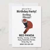 Invitation Panda Rouge Sentent Sleepy Funny Panda Rouge Anniv (Devant)