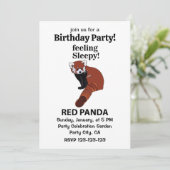 Invitation Panda roux se sentant endormi Anniversaire drôle d (Debout devant)