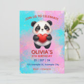 Invitation Panda tenant un cœur (Debout devant)