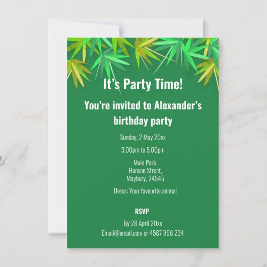 Invitation Pandas Lady Amherst's Pheasants Rouge Pandas Bambo (Dos)