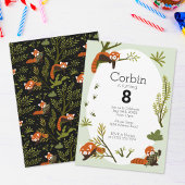 Invitation Pandas rouges dans la forêt Anniversaire noir
