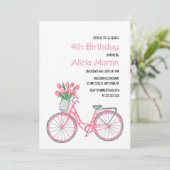Invitation Panier à bicyclette rose Fleur de tulipe n'importe (Debout devant)