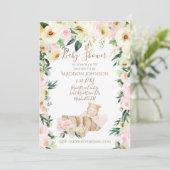 Invitation Panier bébé mignonne Baby shower floral (Debout devant)