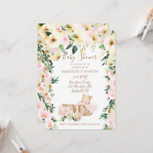 Invitation Panier bébé mignonne Baby shower floral