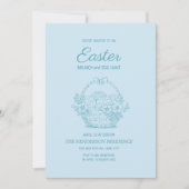 Invitation Panier Bleu Bleu Pâques Brunch Chasse aux oeufs (Devant)