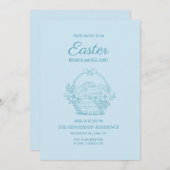 Invitation Panier Bleu Bleu Pâques Brunch Chasse aux oeufs (Devant / Derrière)