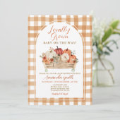 Invitation Panier citrouille Baby shower cultivé localement (Debout devant)