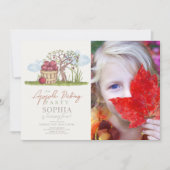 Invitation Panier de cueillette d'Apple et photo d'anniversai (Devant)