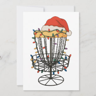 Invitation Panier de Disc Golf Chapeau de Père Noël Lumières 