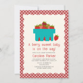 Invitation Panier de fraise Berry Sweet Baby En vichy (Devant)