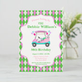 Invitation Panier de golf élégant prêt pour l'anniversaire de (Debout devant)