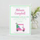 Invitation Panier de golf Preppy Pink (Debout devant)
